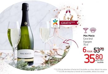 Promotions Mas macia cava brut espagne - Mousseux - Valide de 14/12/2017 à 03/01/2018 chez Spar (Colruytgroup)
