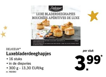 Promoties Luxebladerdeeghapjes - Delicieux - Geldig van 18/12/2017 tot 24/12/2017 bij Lidl