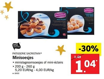 Promoties Minigebak utz - Patisserie Sacristain - Geldig van 18/12/2017 tot 24/12/2017 bij Lidl