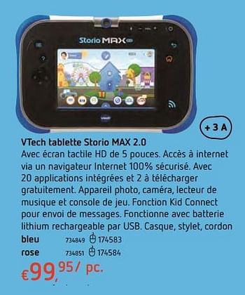 Vtech Vtech tablette storio max 2.0 - En promotion chez Dreamland