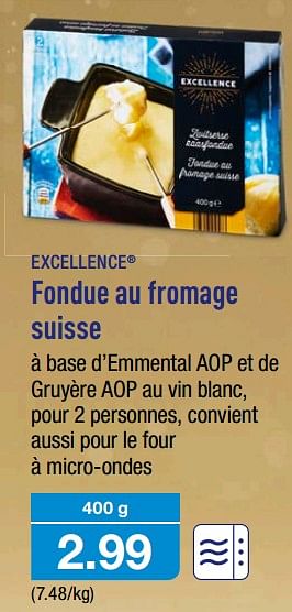 Promoties Fondue au fromage suisse - Huismerk - Aldi - Geldig van 13/12/2017 tot 19/12/2017 bij Aldi