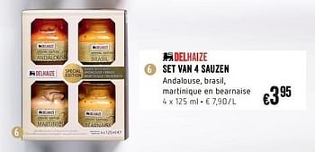 Promoties Set van 4 sauzen - Huismerk - Delhaize - Geldig van 07/12/2017 tot 31/12/2017 bij Delhaize