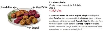 Promotions La vie est belle party assortiment de falafels - La vie est belle - Valide de 06/12/2017 à 02/01/2018 chez Bioplanet