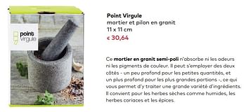 Promotions Point virgule mortier et pilon en granit - Point-Virgule - Valide de 06/12/2017 à 02/01/2018 chez Bioplanet