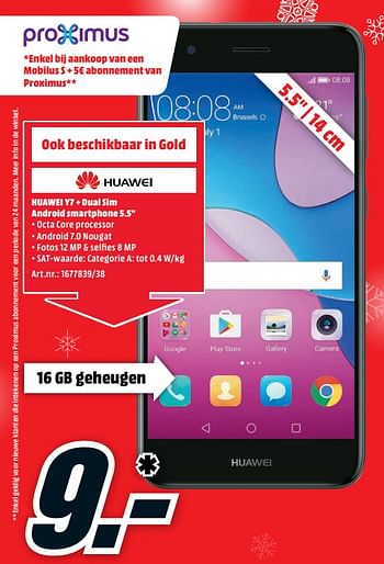 Promoties Huawei y7+dual sim android smartphone - Huawei - Geldig van 11/12/2017 tot 17/12/2017 bij Media Markt