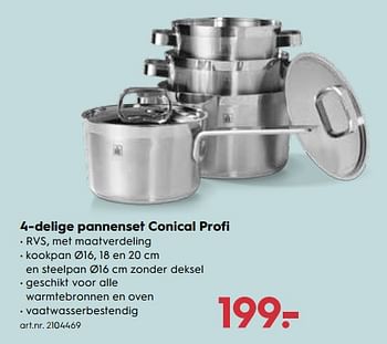 Promoties 4-delige pannenset conical profi - BK - Geldig van 09/12/2017 tot 31/12/2017 bij Blokker