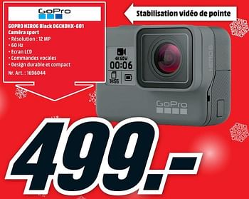 Promotions Gopro hero6 black dgchdhx-601 caméra sport - Go Pro - Valide de 11/12/2017 à 17/12/2017 chez Media Markt