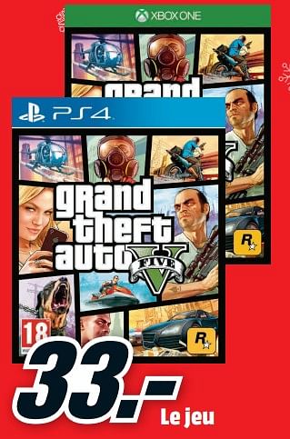 Promotions Grand theft auto v five - Rockstar Games - Valide de 11/12/2017 à 17/12/2017 chez Media Markt