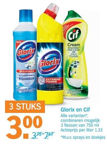 Promoties Glorix en cif - Huismerk - Albert Heijn - Geldig van 11/12/2017 tot 17/12/2017 bij Albert Heijn