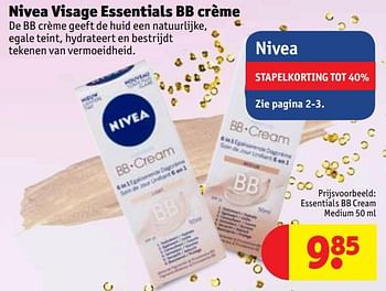 Promotions Essentials bb cream medium - Nivea - Valide de 12/12/2017 à 24/12/2017 chez Kruidvat