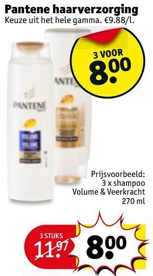 Promotions 3 x shampoo volume + veerkracht - Pantene - Valide de 12/12/2017 à 24/12/2017 chez Kruidvat