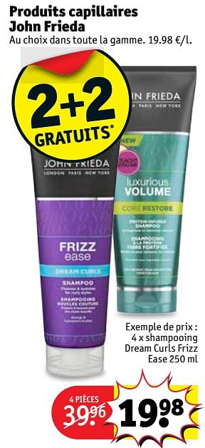 Promotions 4 x shampooing dream curls frizz ease - John Frieda - Valide de 12/12/2017 à 24/12/2017 chez Kruidvat