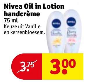 Promotions Nivea oil in lotion handcrème - Nivea - Valide de 12/12/2017 à 24/12/2017 chez Kruidvat