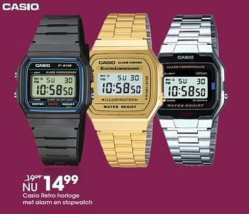 Promotions Casio retro horloge met alarm en stopwatch - Casio - Valide de 27/11/2017 à 31/12/2017 chez Lucardi