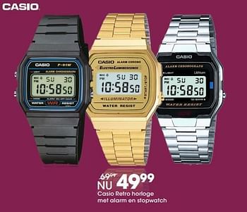 Promoties Casio retro horloge met alarm en stopwatch - Casio - Geldig van 27/11/2017 tot 31/12/2017 bij Lucardi