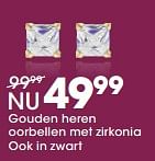 Promoties Gouden heren oorbellen met zirkonia - Huismerk - Lucardi - Geldig van 27/11/2017 tot 31/12/2017 bij Lucardi
