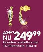 Promoties Gouden oorbellen met 14 diamanten - Huismerk - Lucardi - Geldig van 27/11/2017 tot 31/12/2017 bij Lucardi