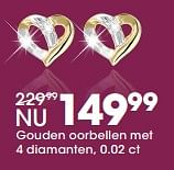 Promoties Gouden oorbellen met 4 diamanten - Huismerk - Lucardi - Geldig van 27/11/2017 tot 31/12/2017 bij Lucardi