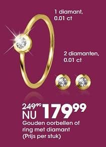 Promoties Gouden oorbellen of ring met diamant - Huismerk - Lucardi - Geldig van 27/11/2017 tot 31/12/2017 bij Lucardi