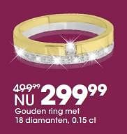 Promoties Gouden ring met 18 diamanten - Huismerk - Lucardi - Geldig van 27/11/2017 tot 31/12/2017 bij Lucardi