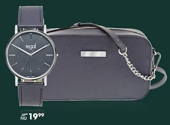 Promotions Regal horloge met bijpassend tasje in 6 kleuren - Regal - Valide de 27/11/2017 à 31/12/2017 chez Lucardi