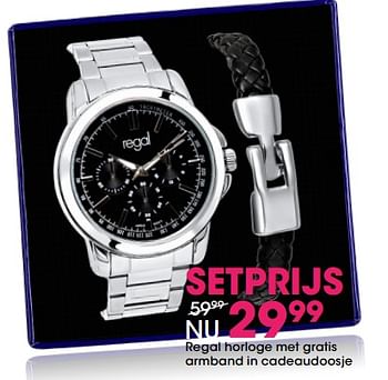 Promoties Regal horloge met gratis armband in cadeaudoosje - Regal - Geldig van 27/11/2017 tot 31/12/2017 bij Lucardi