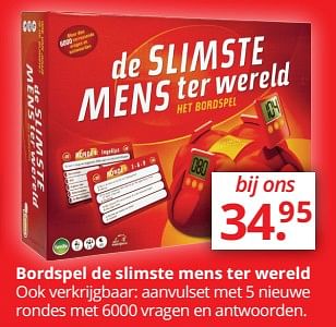 Promotions Bordspel de slimste mens ter wereld - Just Games - Valide de 09/12/2017 à 31/12/2017 chez BoekenVoordeel
