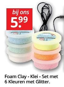 Promoties Foam clay klei set met 6 kleuren met glitter. - Huismerk - Boekenvoordeel - Geldig van 09/12/2017 tot 31/12/2017 bij BoekenVoordeel
