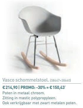 Promoties Vasco schommelstoel - Vasco - Geldig van 26/11/2017 tot 24/12/2017 bij Overstock