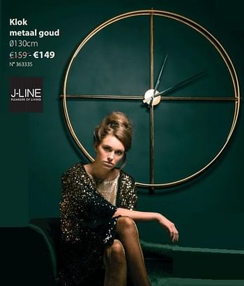 Promoties Klok metaal goud - J-line - Geldig van 01/12/2017 tot 31/12/2017 bij Unikamp