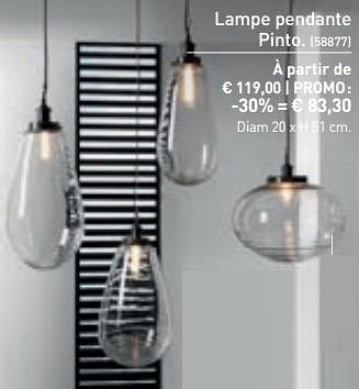 Promotions Lampe pendante pinto - Produit maison - Overstock  - Valide de 26/11/2017 à 24/12/2017 chez Overstock