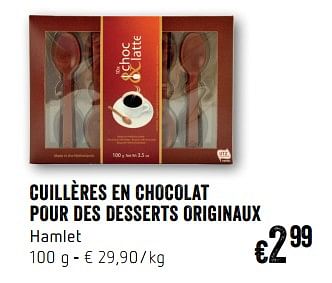 Promotions Cuillères en chocolat pour des desserts originaux - Hamlet - Valide de 07/12/2017 à 31/12/2017 chez Delhaize