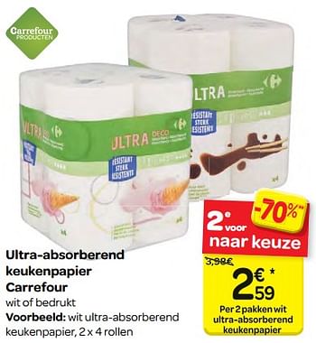 Promoties Ultra-absorberend keukenpapier carrefour - Huismerk - Carrefour  - Geldig van 13/12/2017 tot 18/12/2017 bij Carrefour
