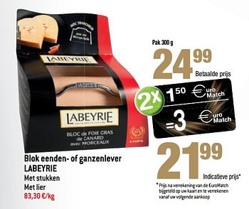 Promotions Blok eenden- of ganzenlever labeyrie - Labeyrie - Valide de 13/12/2017 à 01/01/2018 chez Match