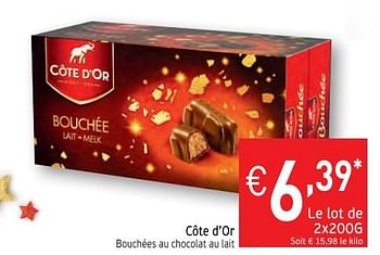 Promoties Côte d`or bouchées au chocolat au lait - Cote D'Or - Geldig van 12/12/2017 tot 17/12/2017 bij Intermarche