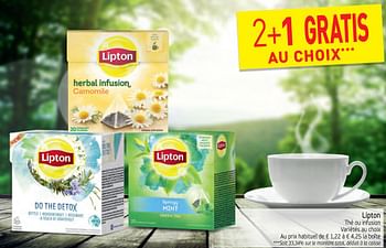 Promotions Lipton herbal infusiom - Lipton - Valide de 12/12/2017 à 17/12/2017 chez Intermarche
