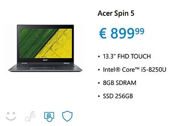 Promoties Acer spin 5 - Acer - Geldig van 01/12/2017 tot 31/12/2017 bij Auva