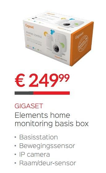 Promoties Gigaset elements home monitoring basis box - Gigaset - Geldig van 01/12/2017 tot 31/12/2017 bij Auva