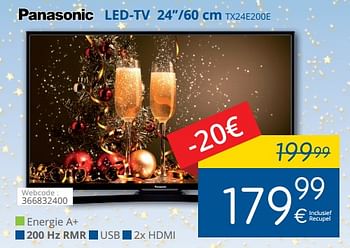 Promotions Panasonic led-tv 24``-60 cm tx24e200e - Panasonic - Valide de 11/12/2017 à 31/12/2017 chez Eldi