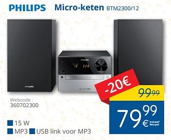 Promoties Philips micro-keten + cd mcm2300-12 - Philips - Geldig van 11/12/2017 tot 31/12/2017 bij Eldi