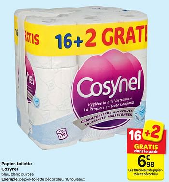 Promoties Papier-toilette cosynel - Cosynel - Geldig van 13/12/2017 tot 18/12/2017 bij Carrefour