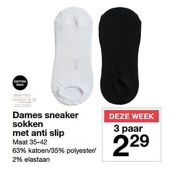 Promoties Dames sneaker sokken met anti slip - Huismerk - Zeeman  - Geldig van 16/12/2017 tot 23/12/2017 bij Zeeman