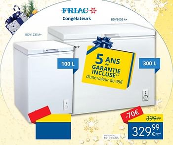 Promotions Friac congélateurs bdv3005 a+ - Friac - Valide de 11/12/2017 à 31/12/2017 chez Eldi