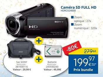 Promotions Sony caméra sd full hd hdrcx240eb - Sony - Valide de 11/12/2017 à 31/12/2017 chez Eldi