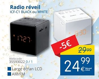 Promotions Sony radio réveil icf-c1 black ou white - Sony - Valide de 11/12/2017 à 31/12/2017 chez Eldi