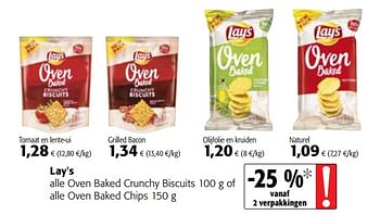 Promoties Lay`s alle oven baked crunchy biscuits of alle oven baked chips - Lay's - Geldig van 13/12/2017 tot 02/01/2018 bij Colruyt