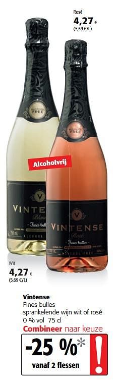 Promotions Vintense fines bulles sprankelende wijn wit of rosé - Mousseux - Valide de 13/12/2017 à 02/01/2018 chez Colruyt