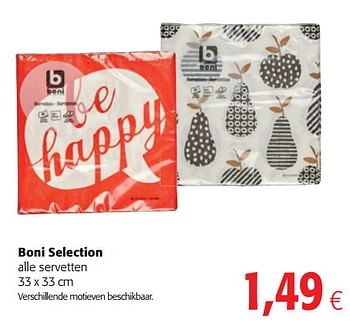 Promoties Boni selection alle servetten - Boni - Geldig van 13/12/2017 tot 02/01/2018 bij Colruyt