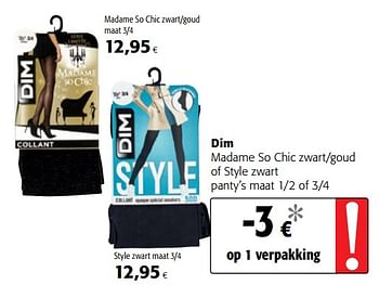 Promoties Dim madame so chic zwart-goud of style zwart - Dim - Geldig van 13/12/2017 tot 02/01/2018 bij Colruyt