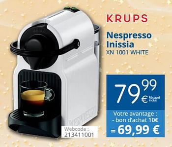 Promotions Krups nespresso inissia xn 1001 white - Krups - Valide de 11/12/2017 à 31/12/2017 chez Eldi